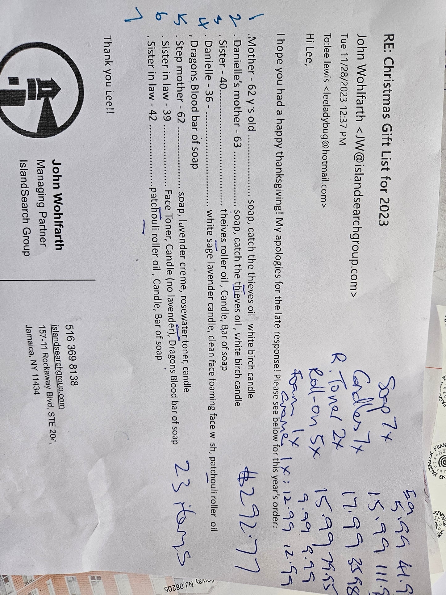 Custom: John W's Xmas 2023 ~ 7 Gifts