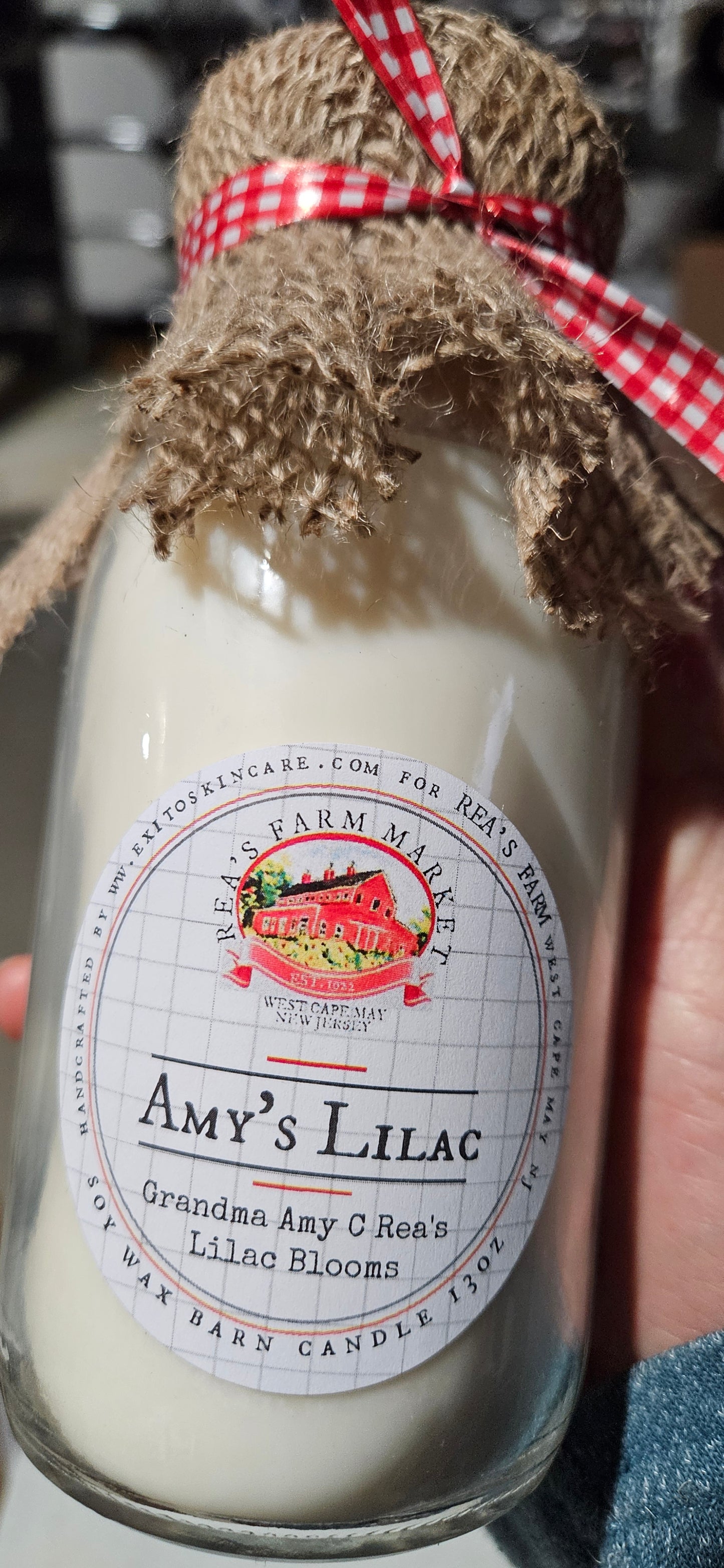 CDL:Milk Bottle Candle Amys Lilac