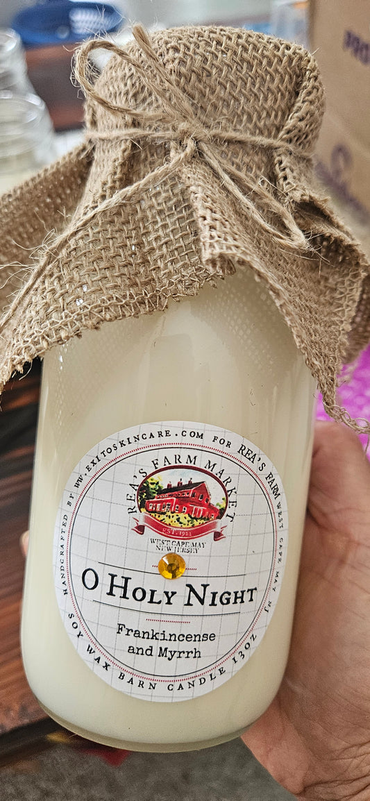 CDL:Milk Bottle Candle O Holy Night Frankincense Myrrh