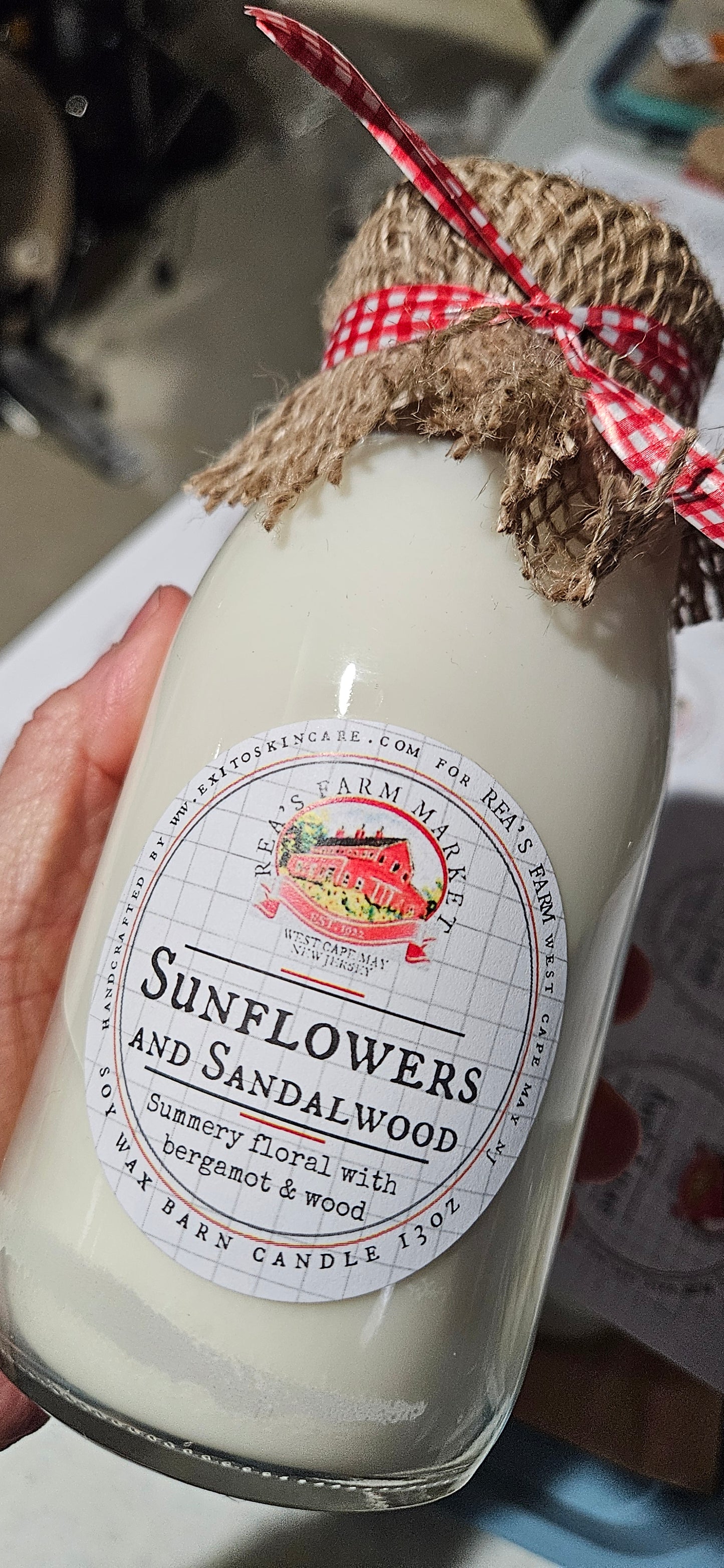 CDL:Milk Bottle Candle Sunflowers and Sandalwood